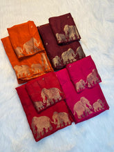 Load image into Gallery viewer, Stunning Party Wear Pure Dola Silk Jacquard Weaving Border Rich Pallu Fancy Designer Saree With Blouse