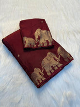 Load image into Gallery viewer, Stunning Party Wear Pure Dola Silk Jacquard Weaving Border Rich Pallu Fancy Designer Saree With Blouse