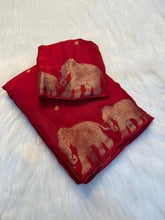 Load image into Gallery viewer, Stunning Party Wear Pure Dola Silk Jacquard Weaving Border Rich Pallu Fancy Designer Saree With Blouse