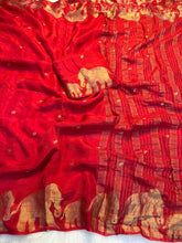 Load image into Gallery viewer, Stunning Party Wear Pure Dola Silk Jacquard Weaving Border Rich Pallu Fancy Designer Saree With Blouse