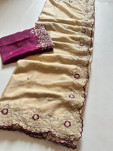 Load image into Gallery viewer, Demanding Festive Wear Soft Silk Sequence n Cut Work Border Fancy Designer Saree With Contrast Blouse Piece