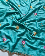 Load image into Gallery viewer, Charming Festive Wear Silk Georgette Embroidery n Sequence Flower Butti Work Fancy Designer Saree