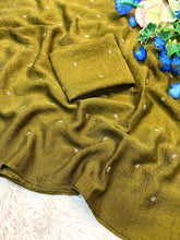 Load image into Gallery viewer, Glossy Festive Wear Crush Silk Butti n Handwork Fancy Designer Saree With Blouse Piece