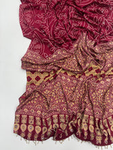 Load image into Gallery viewer, Artisanal Party Wear Pure Satin Silk Ajrak Printed Rich Pallu n Mirror Work Fancy Designer Saree With Blouse Piece