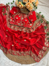Load image into Gallery viewer, Splendorous Wedding Wear Silk Heavy Embroidery n Sequence Work Fancy Designer Saree With Stitched Blouse
