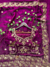 Load image into Gallery viewer, Splendorous Wedding Wear Silk Heavy Embroidery n Sequence Work Fancy Designer Saree With Stitched Blouse