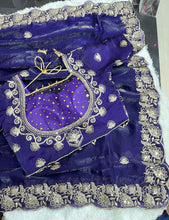 Load image into Gallery viewer, Splendorous Wedding Wear Silk Heavy Embroidery n Sequence Work Fancy Designer Saree With Stitched Blouse