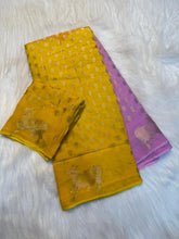 Load image into Gallery viewer, Magnetic Party Wear Pure Viscose Silk Jacquard Weaving Work Rich Pallu Fancy Designer Saree With Blouse Piece