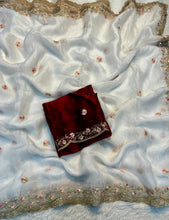 Load image into Gallery viewer, Exquisite Party Wear Pure Silk Embroidery Sequence n Multi Thread Work Fancy Saree With Matching Blouse