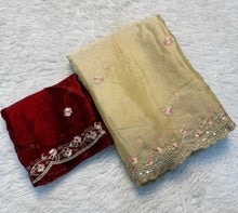 Load image into Gallery viewer, Exquisite Party Wear Pure Silk Embroidery Sequence n Multi Thread Work Fancy Saree With Matching Blouse