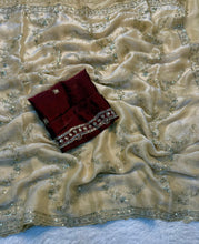 Load image into Gallery viewer, Blooming Function Wear Silk Handwork Fancy Designer Saree With Elegant Blouse Piece