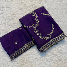 Load image into Gallery viewer, Blooming Function Wear Silk Handwork Fancy Designer Saree With Elegant Blouse Piece