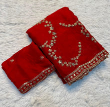 Load image into Gallery viewer, Blooming Function Wear Silk Handwork Fancy Designer Saree With Elegant Blouse Piece