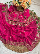 Load image into Gallery viewer, Splendorous Wedding Wear Silk Heavy Embroidery n Sequence Work Fancy Designer Saree With Stitched Blouse