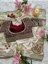 Load image into Gallery viewer, Quintessential Wedding Wear Satin Silk Sequence n Embroidery Work Butti Desginer Saree With Stitched Blouse