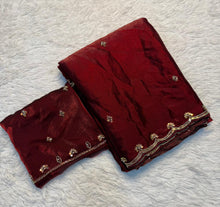 Load image into Gallery viewer, Redolent Festive Wear Silk Handwork Bids n Sequence Work Designer Saree With Blouse Piece