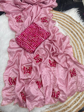 Load image into Gallery viewer, Desiring Function Wear Chinnon Silk Handwork Border Designer Saree With Blouse Piece