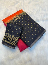 Load image into Gallery viewer, Captivating Festive Wear Linen Cotton Print With Tussles in Pallu Work Designer Saree With Blouse Piece