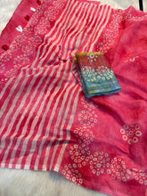 Load image into Gallery viewer, Captivating Festive Wear Linen Cotton Print With Tussles in Pallu Work Designer Saree With Blouse Piece