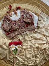 Load image into Gallery viewer, Outstanding Wedding Wear Silk Sequence n Embroidery Work Butti Desginer Saree With Stitched Blouse
