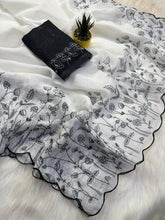 Load image into Gallery viewer, Glorious Festive Wear Linen Cotton Digital Print Work Fancy Saree With Contrast Blouse Piece