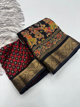 Load image into Gallery viewer, Artisanal Festive Wear Pure Silk Ajrak Printed Rich Pallu n Mirror Work Fancy Designer Saree With Blouse Piece