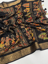 Load image into Gallery viewer, Artisanal Festive Wear Pure Silk Ajrak Printed Rich Pallu n Mirror Work Fancy Designer Saree With Blouse Piece