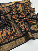 Load image into Gallery viewer, Artisanal Festive Wear Pure Silk Ajrak Printed Rich Pallu n Mirror Work Fancy Designer Saree With Blouse Piece