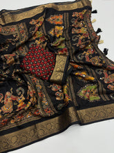 Load image into Gallery viewer, Artisanal Festive Wear Pure Silk Ajrak Printed Rich Pallu n Mirror Work Fancy Designer Saree With Blouse Piece