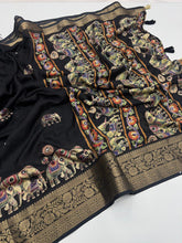Load image into Gallery viewer, Traditional Party Wear Soft Silk Jacquard Border Rich Pallu n Mirror Work Fancy Designer Saree For Women