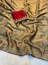 Load image into Gallery viewer, Heritage Function Wear Pure Soft Rangoli Silk Embroidery n Sequence Work Designer Saree With Blissful Blouse Piece