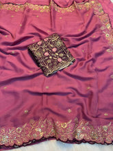 Load image into Gallery viewer, Charming Wedding Wear Georgette Heavy Sequence Work Saree With Contrast Blouse Piece