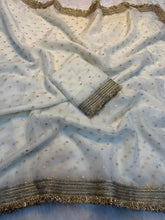 Load image into Gallery viewer, Heritage Wedding Wear Silk Jacquard Butti n Heavy Lace Work Fancy Designer Saree For Women