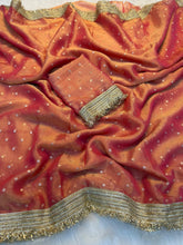 Load image into Gallery viewer, Heritage Wedding Wear Silk Jacquard Butti n Heavy Lace Work Fancy Designer Saree For Women