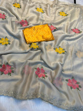 Load image into Gallery viewer, Graceful Function Wear Georgette Embroidery Work Fancy Saree With Bandhani Blouse Piece