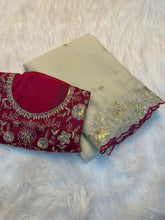 Load image into Gallery viewer, Entrancing Function Wear Georgette Heavy Sequence Work Saree With Unstitched Blouse piece