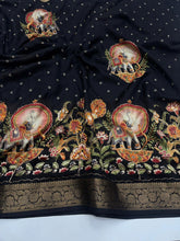 Load image into Gallery viewer, Mellifluous Function Wear Silk Printed n Mirror Work Jacquard Border Fancy Designer Saree