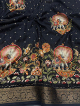 Load image into Gallery viewer, Mellifluous Function Wear Silk Printed n Mirror Work Jacquard Border Fancy Designer Saree