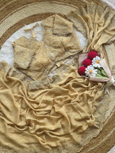 Load image into Gallery viewer, Blooming Wedding Wear Crush Silk Embroidery Sequence n Jari Work Designer Saree With Stitched Blouse