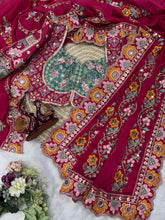 Load image into Gallery viewer, Stunning Wedding Wear Soft Rangoli Silk Embroidery Sequence n Mirror Work Designer Saree With Stitched Blouse