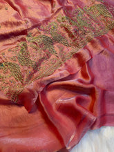 Load image into Gallery viewer, Regal Party Wear Silk Beads Hand Work Saree With Matching Blouse Piece
