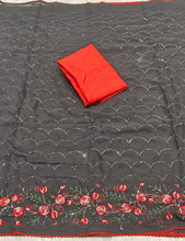 Load image into Gallery viewer, Evocative Function Wear Georgette Embroidery Work Designer Saree