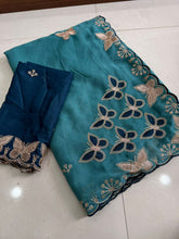 Load image into Gallery viewer, Elegant Function Wear Georgette Multi Embroidery Work Designer Saree With Contrast Blouse Piece