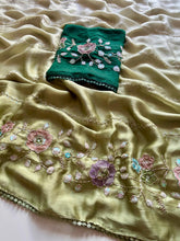 Load image into Gallery viewer, Opulent Party Wear Chiffon Crush Silk Beads Work Designer Saree For Wedding