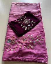 Load image into Gallery viewer, Opulent Party Wear Chiffon Crush Silk Beads Work Designer Saree For Wedding