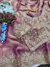 Load image into Gallery viewer, Excellent Wedding Wear Chiffon Embroidery n Sequence Work Designer Saree With Stitched Blouse