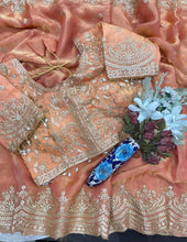 Load image into Gallery viewer, Excellent Wedding Wear Chiffon Embroidery n Sequence Work Designer Saree With Stitched Blouse