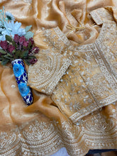 Load image into Gallery viewer, Excellent Wedding Wear Chiffon Embroidery n Sequence Work Designer Saree With Stitched Blouse