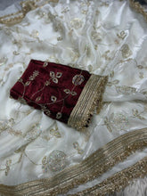 Load image into Gallery viewer, Stunning Festive Wear Soft Sattin Silk Sequence Work Designer Saree With Contrast Blouse Piece