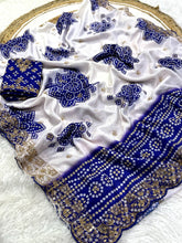 Load image into Gallery viewer, Mellifluous Wedding Wear Silk Print Zari n Sequence Work Designer Saree With Bandhni Blouse Piece